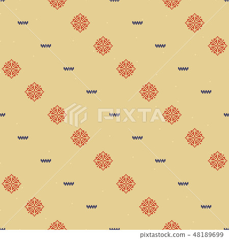 Traditional Norway Style Seamless Knitting Pattern. Abstract ethnic Background. 48189699