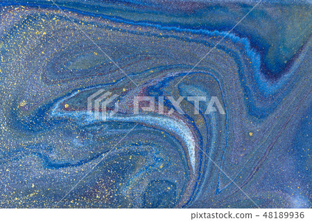Blue gold marbling pattern. Golden marble liquid texture. 48189936