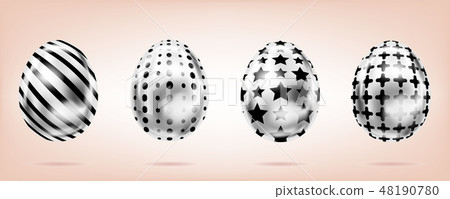 Four silver eggs on the pink background Four silver eggs on the pink background 48190780