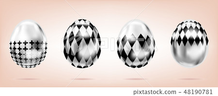 Four silver eggs on the pink background 48190781