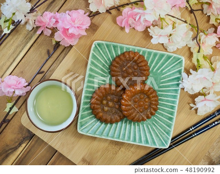 Korean food and cherry blossoms Korean food and cherry blossoms 48190992