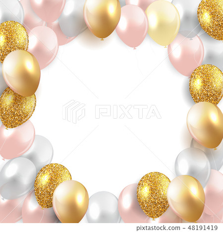 Glossy Happy Birthday Balloons Background Vector - Stock Illustration  [48191419] - PIXTA