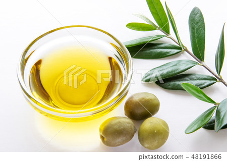 Olive oil and olive fruits and leaves Olive oil and olive fruits and leaves 48191866
