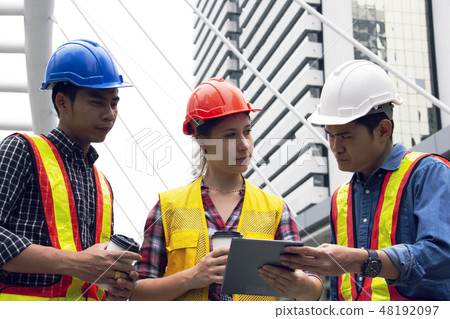 Engineering and customer holding home concept. 48192097