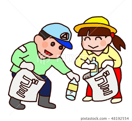 Volunteers and children in clean strategy Volunteers and children in clean strategy 48192554