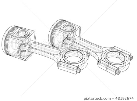 Sketch of piston. Vector rendering of 3d 48192674