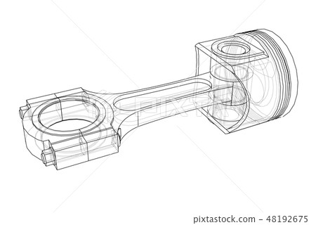 Sketch of piston. Vector rendering of 3d 48192675