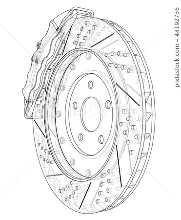 Brake disc outline. Vector rendering of 3d 48192736