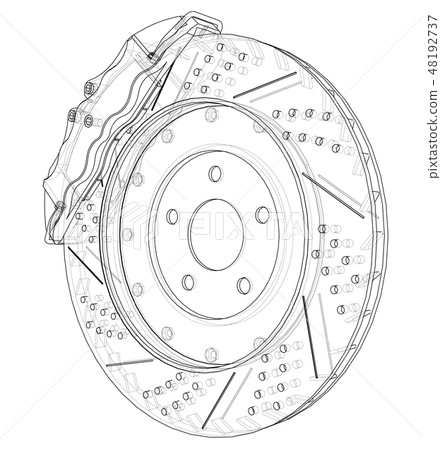 Brake disc outline. Vector rendering of 3d Brake disc outline. Vector rendering of 3d 48192737
