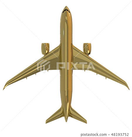 Golden jet airplane isolated. 3d render Golden jet airplane isolated. 3d render 48193752