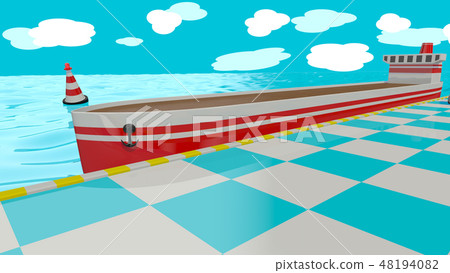 Toy ship. 3D render 48194082