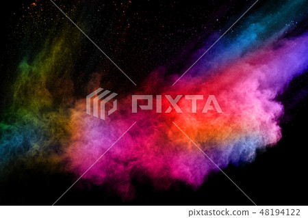 Multicolor powder explosion on black background. Multicolor powder explosion on black background. 48194122