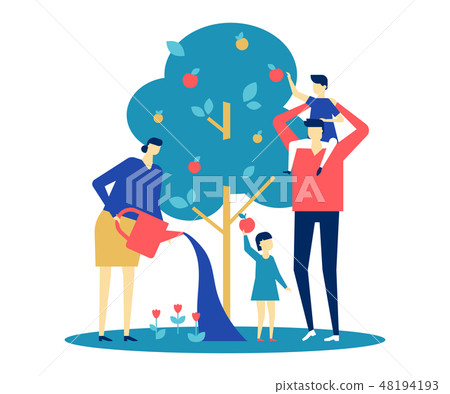 Happy family - flat design style colorful illustration 48194193