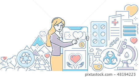 Charity concept - modern line design style illustration 48194223