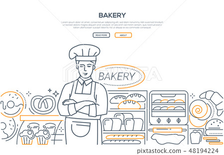Bakery - modern line design style web banner Bakery - modern line design style web banner 48194224