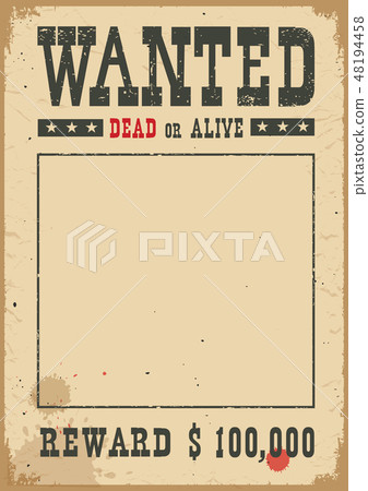 Wanted poster.Vector western illustration on white Wanted poster.Vector western illustration on white 48194458