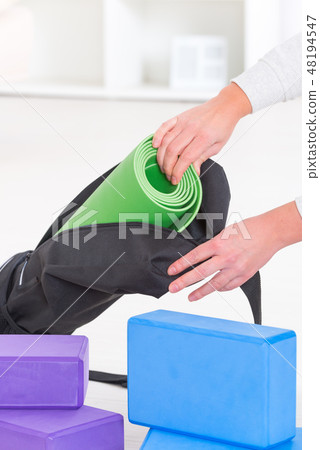 Yoga mat inside a special yoga bag Yoga mat inside a special yoga bag 48194547