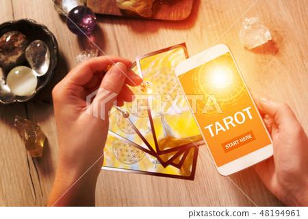Tarot cards and mobile phone 48194961
