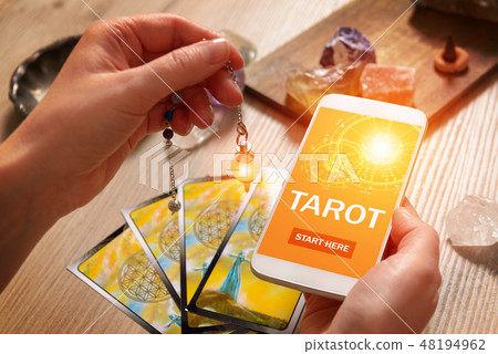 Tarot cards and mobile phone Tarot cards and mobile phone 48194962