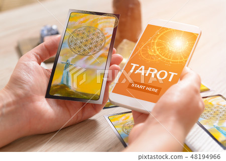Tarot cards and mobile phone Tarot cards and mobile phone 48194966