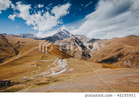 Caucasian mountains.  Mount Kazbegi, Georgia 48195951