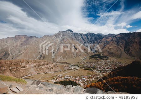 Caucasian mountains. Mount Kazbegi, Georgia Caucasian mountains. Mount Kazbegi, Georgia 48195958