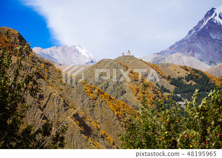 Caucasian mountains. Mount Kazbegi, Georgia Caucasian mountains. Mount Kazbegi, Georgia 48195965