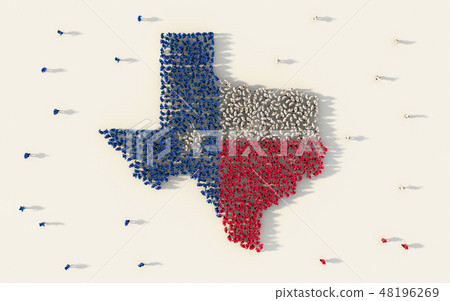 Large group of people forming Texas flag map in The United State Large group of people forming Texas flag map in The United State 48196269