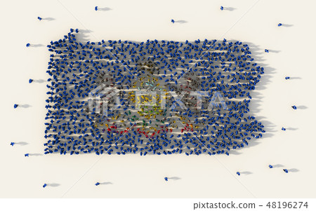 Large group of people forming Pennsylvania flag map in The Unite 48196274