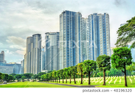 Skyscrapers as seen from Manila American Cemetery, Philippines 48196320