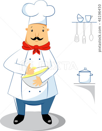 Cook with a bowl of dough Cook with a bowl of dough 48196450
