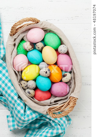 Easter eggs in basket 48197074
