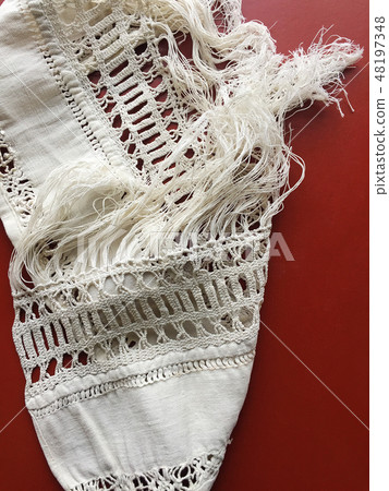 Old embroidery fabric 48197348