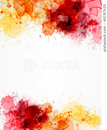 Watercolor background with abstract flowers 48197429