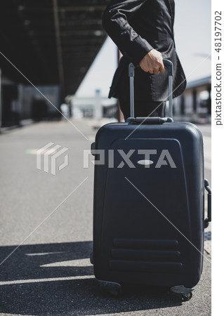 business man, business trip, bus stop 48197702