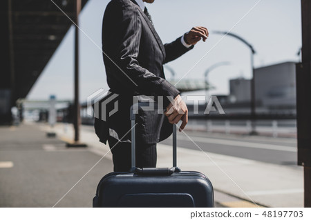 business man, business trip, bus stop 48197703