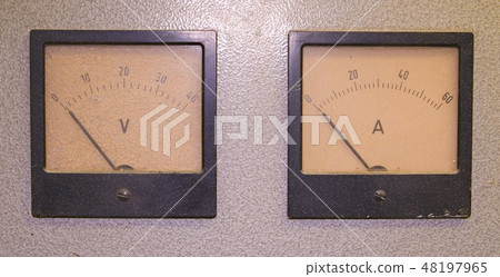 Analog ampere meter or amp meter and analog voltmeter Analog ampere meter or amp meter and analog voltmeter 48197965