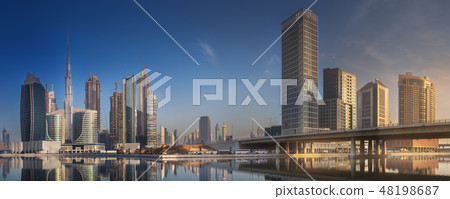 Cityscape of Dubai and panoramic view of Business bay, UAE Cityscape of Dubai and panoramic view of Business bay, UAE 48198687