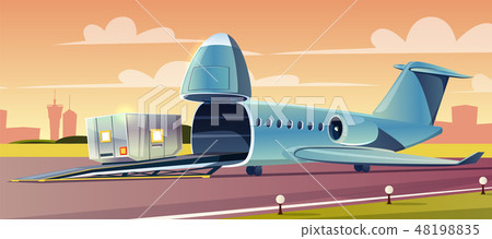 Loading container on cargo airplane cartoon - Stock Illustration [48198835]  - PIXTA