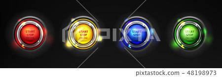 Engine start stop buttons realistic set 48198973