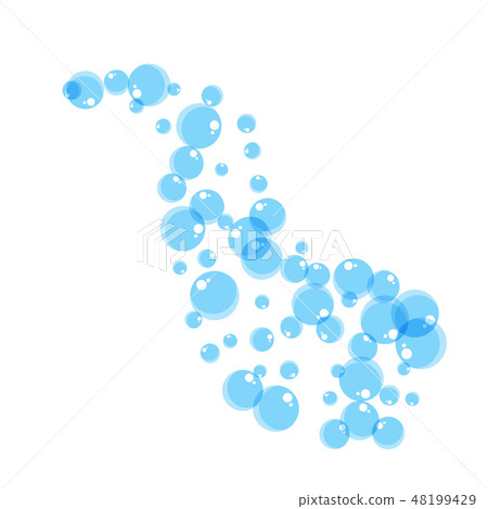 Flying bubbles of soap suds Flat vector 48199429