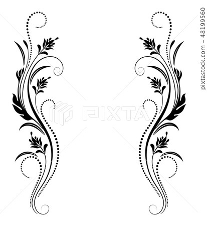 Decorative vintage floral ornament in retro style 48199560