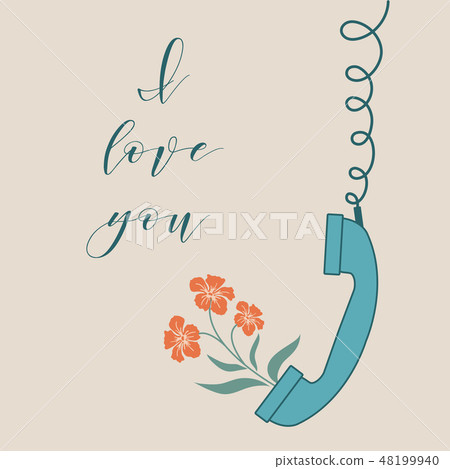Handle handset and flowers Romantic background. Handle handset and flowers Romantic background. 48199940