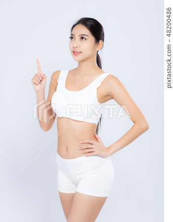 Portrait asian woman smiling beautiful body diet Portrait asian woman smiling beautiful body diet 48200486