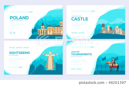 Country Poland travel vacation guide concept. Traditional tour brochure card set. Template of flyear 48201397