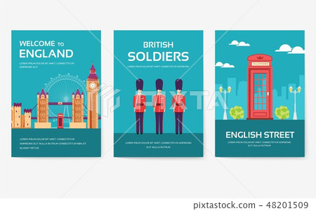 Set of England country ornament travel tour concept. London traditional, magazine, book, poster 48201509