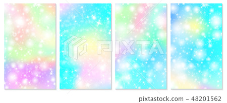 Unicorn rainbow background. Holographic sky 48201562