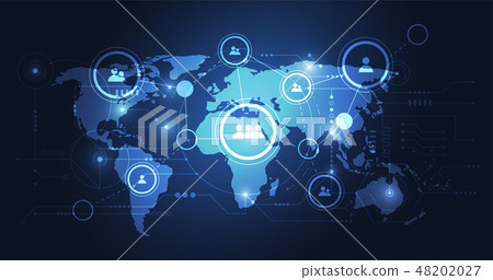Global network connection. World map point Global network connection. World map point 48202027