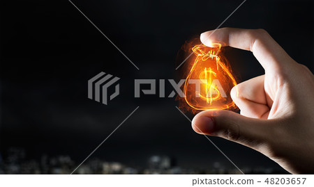 Money symbol between fingers 48203657