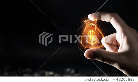 Money symbol between fingers 48203682